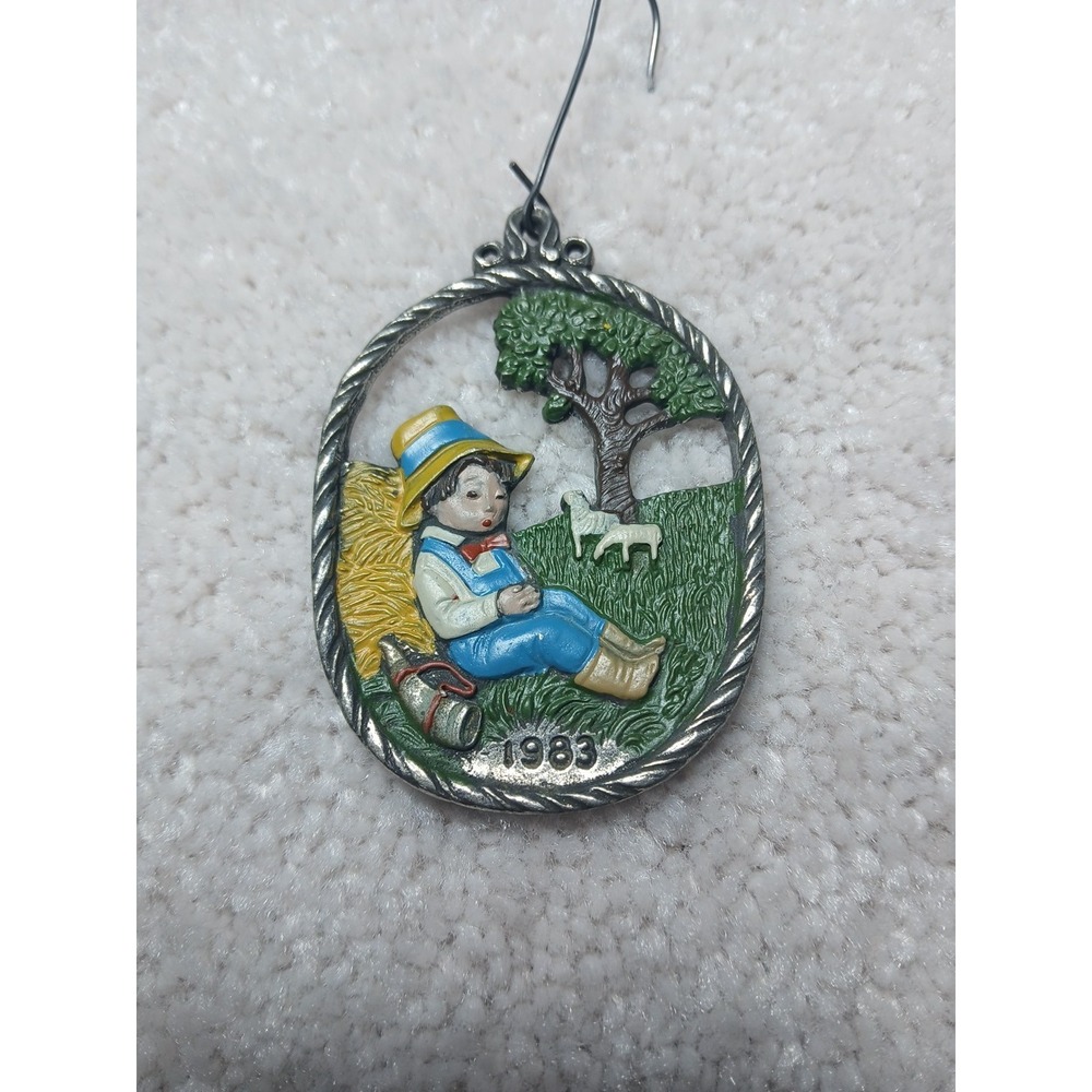 Kuhn Zinn Pewter 1983 Christmas Ornament Little Boy Blue 2" x 2.5"